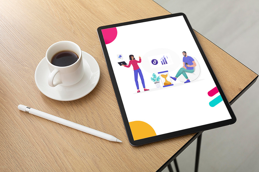 Mockup d'une tablette où est insérer une illustration vectorielle réalisé pour Useweb